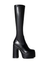 AZALEA WANG SUTTON PU CHUNKY BOOT IN BLACK