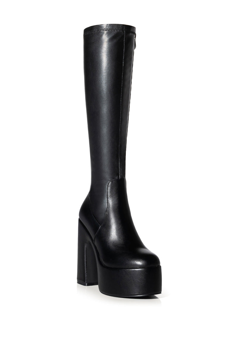 AZALEA WANG SUTTON PU CHUNKY BOOT IN BLACK