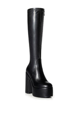 AZALEA WANG SUTTON PU CHUNKY BOOT IN BLACK