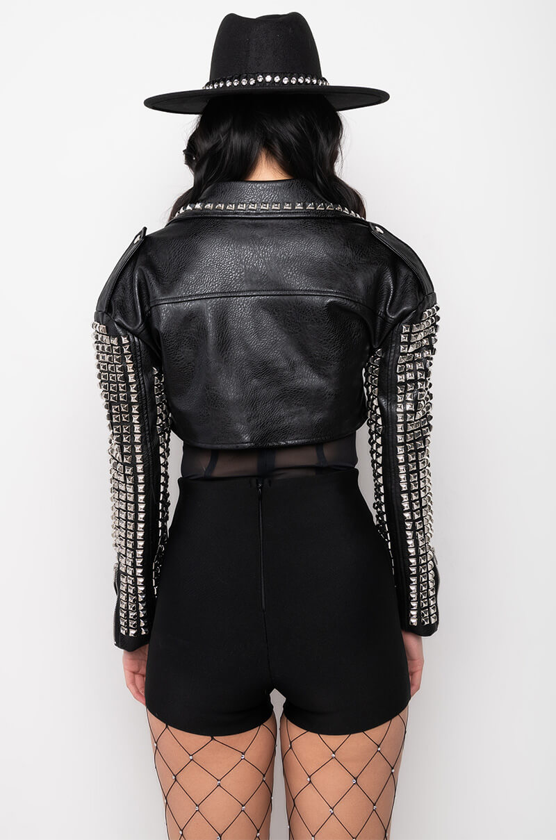 THE ESSENTIAL MOTO JACKET WITH STUDDED ARMS