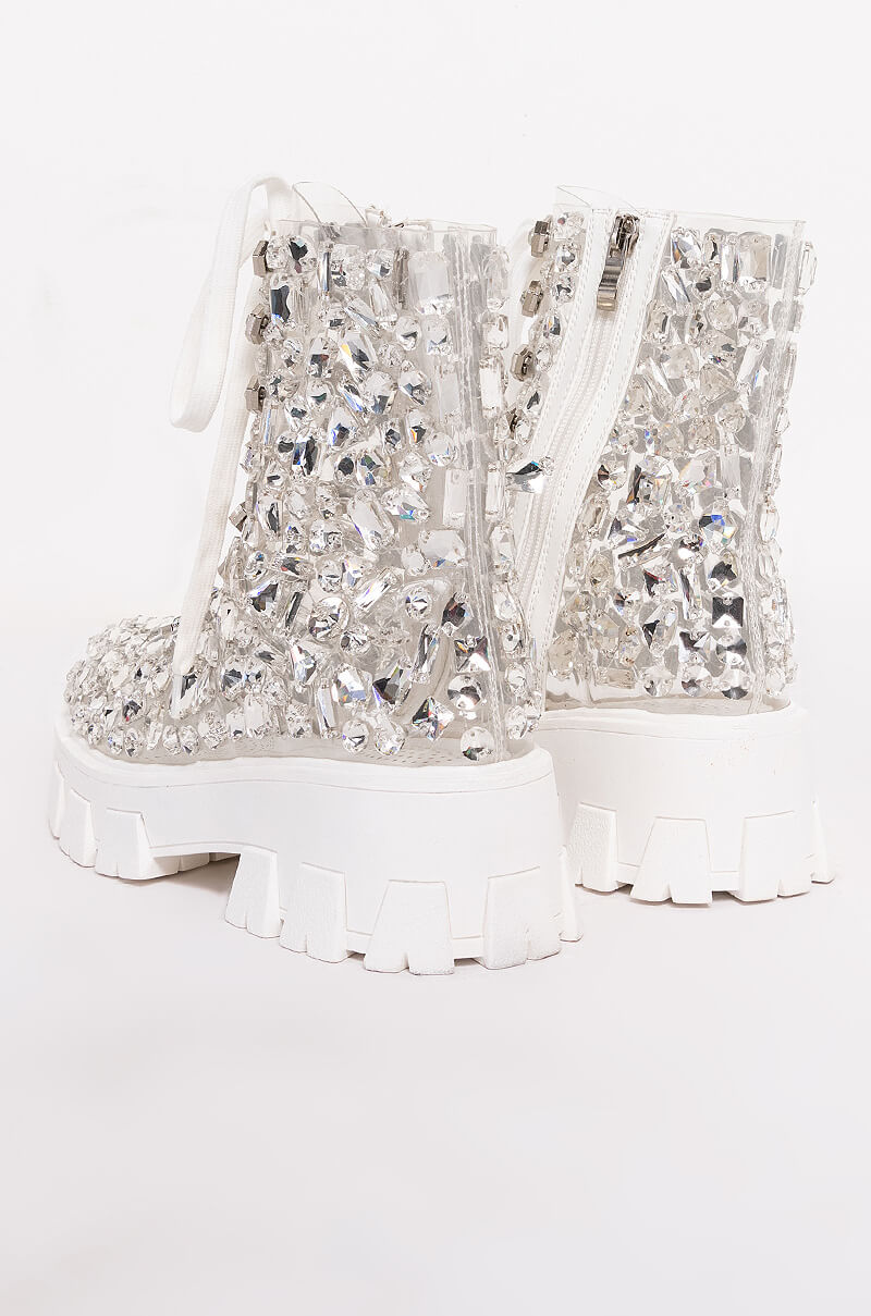 AZALEA WANG THIN ICE FLATFORM BOOTIE IN GLASS
