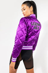 WE CALL HER PURP VARSITY BOMBER