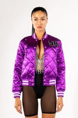 WE CALL HER PURP VARSITY BOMBER