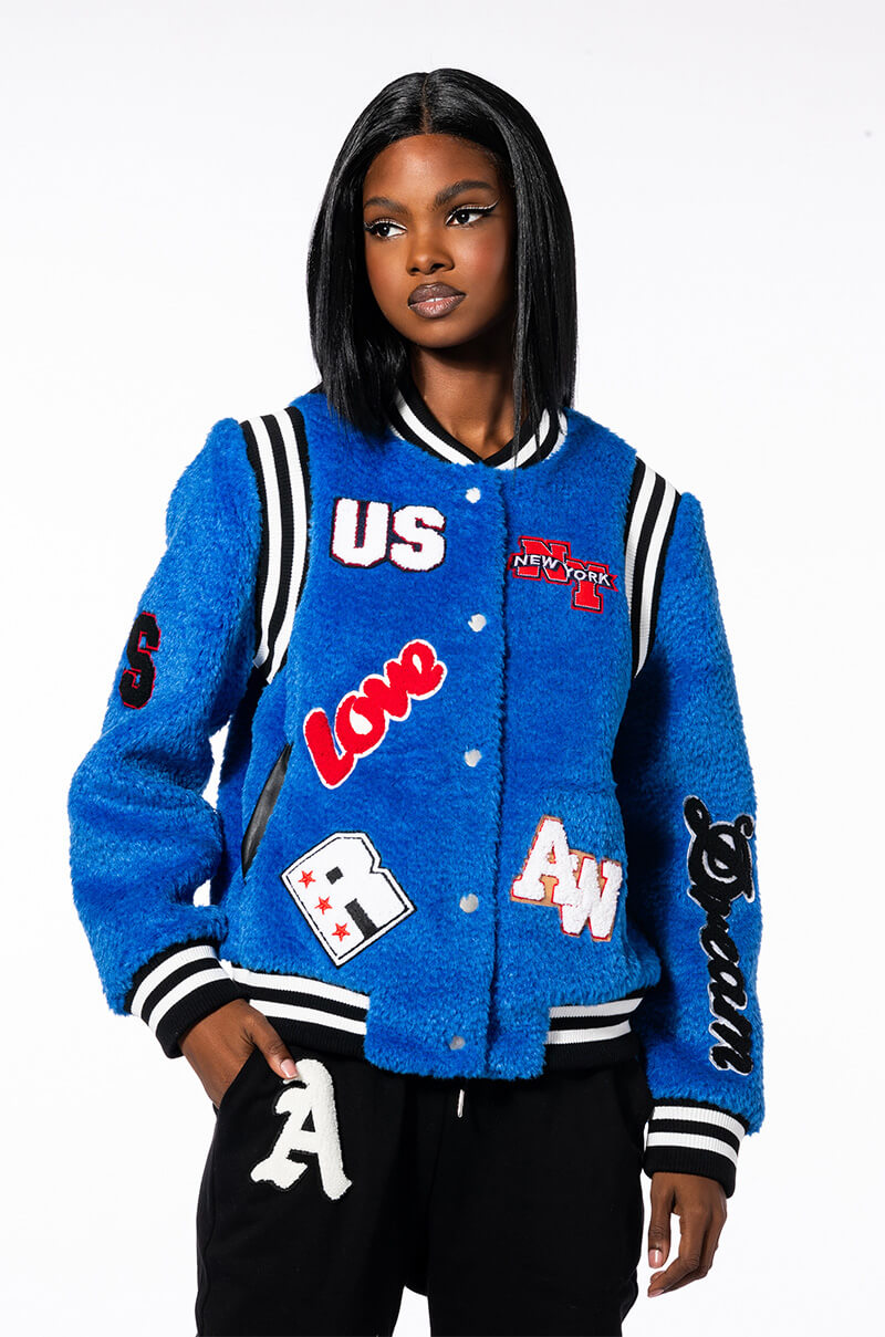 WELCOME BACK TEDDY VARSITY JACKET