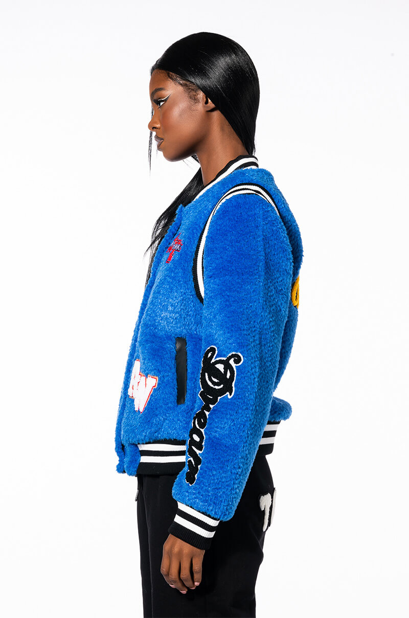 WELCOME BACK TEDDY VARSITY JACKET