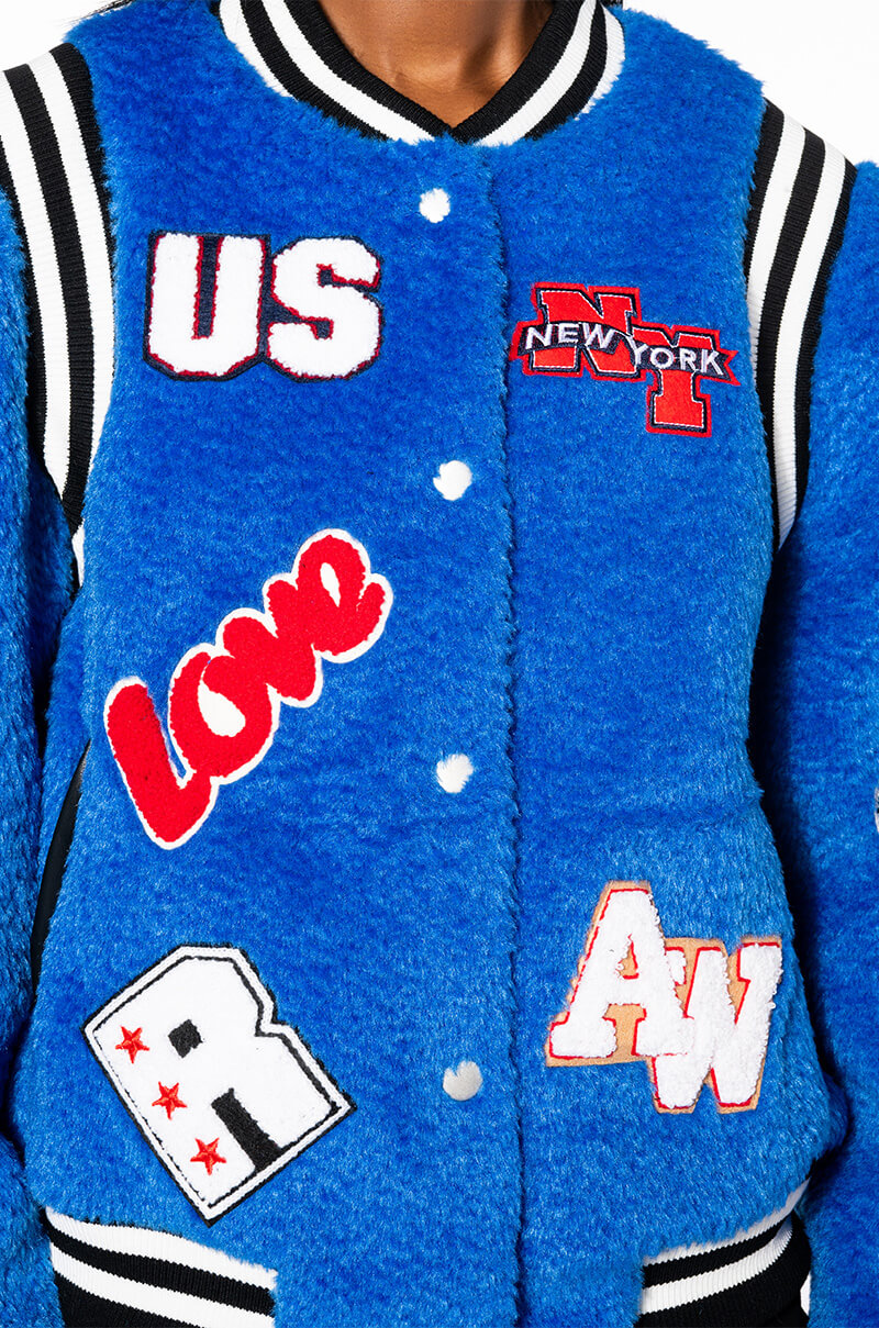 WELCOME BACK TEDDY VARSITY JACKET