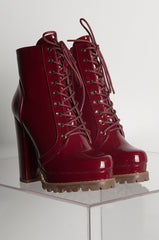 BADASS PLATFORM LACE UP BOOTIE WINE