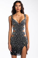 BADDIE CUT OUT MESH MINI DRESS