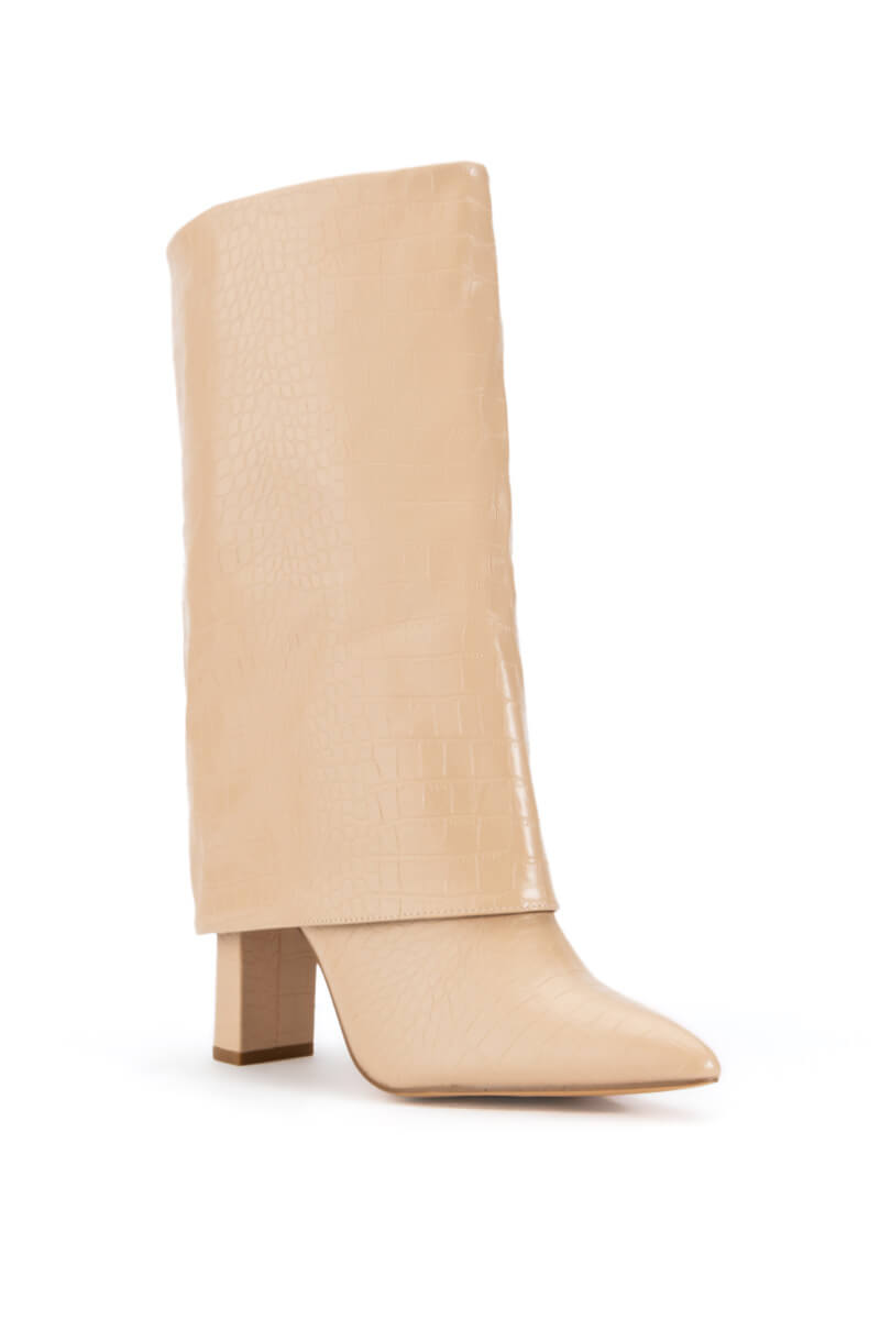 BALTINA CROC TAN FOLD OVER BOOT