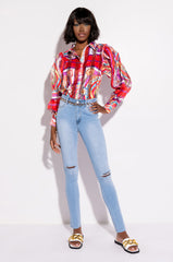 BARE-BUTT HIGH RISE SKINNY DENIM PANTS