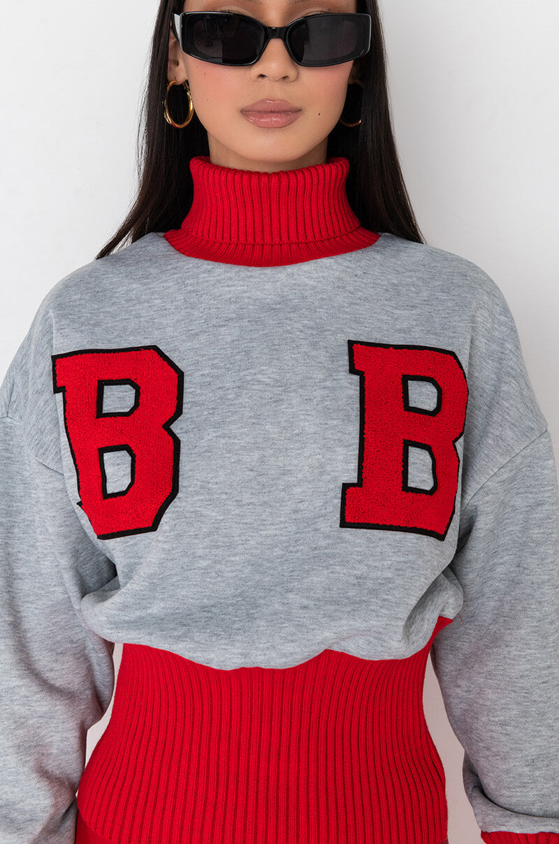 BB SWEATSHIRT with patches HEATHER GREY