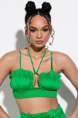 BE SOMEBODY SMOCKED CROP TANK