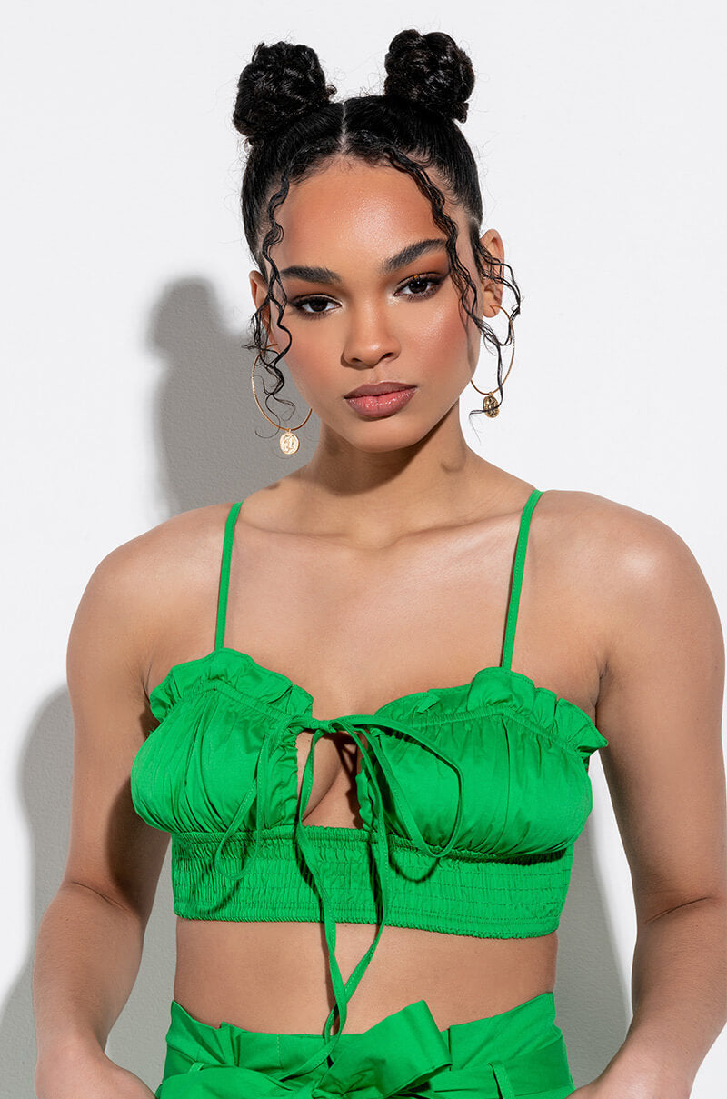 BE SOMEBODY SMOCKED CROP TANK