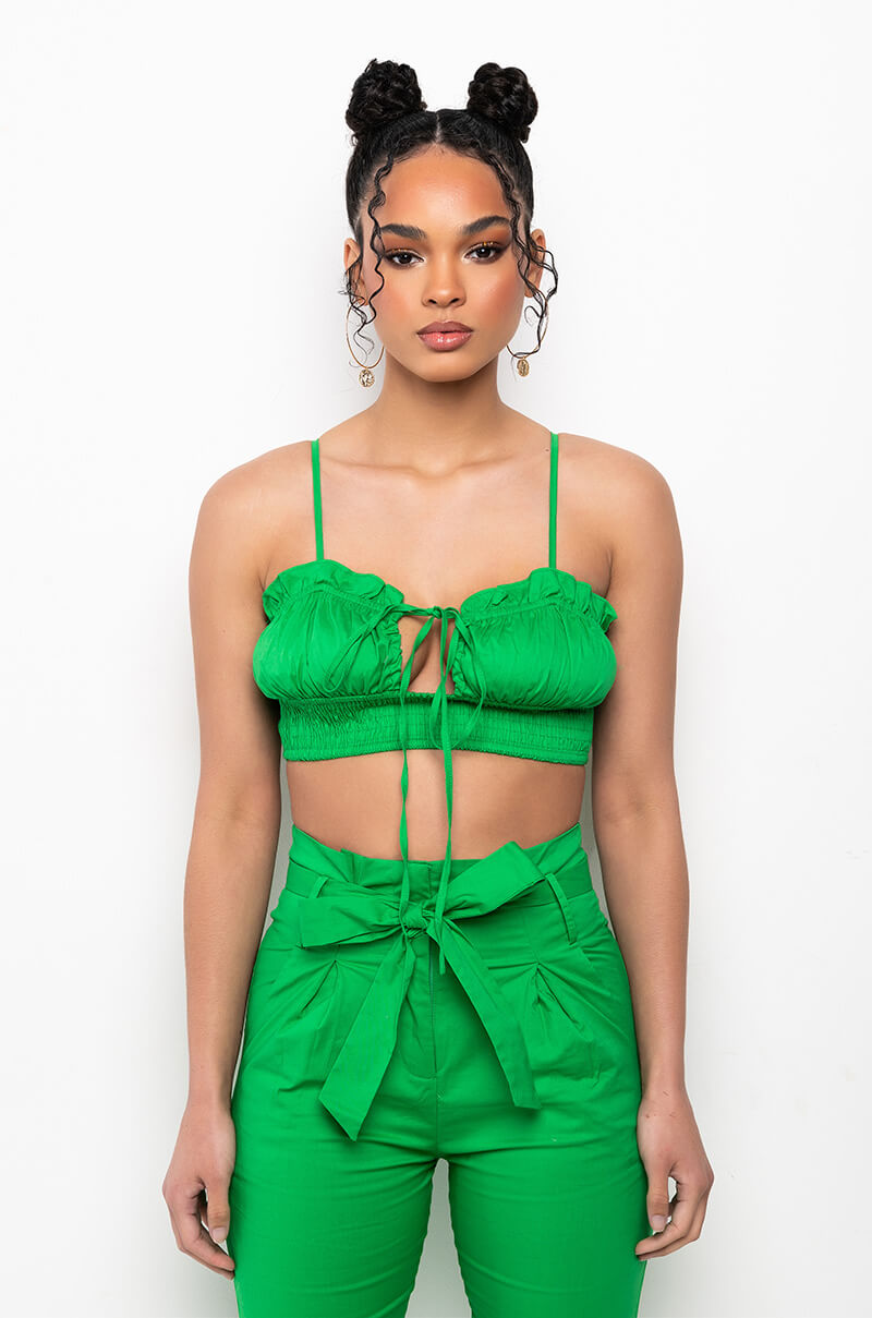 BE SOMEBODY SMOCKED CROP TANK