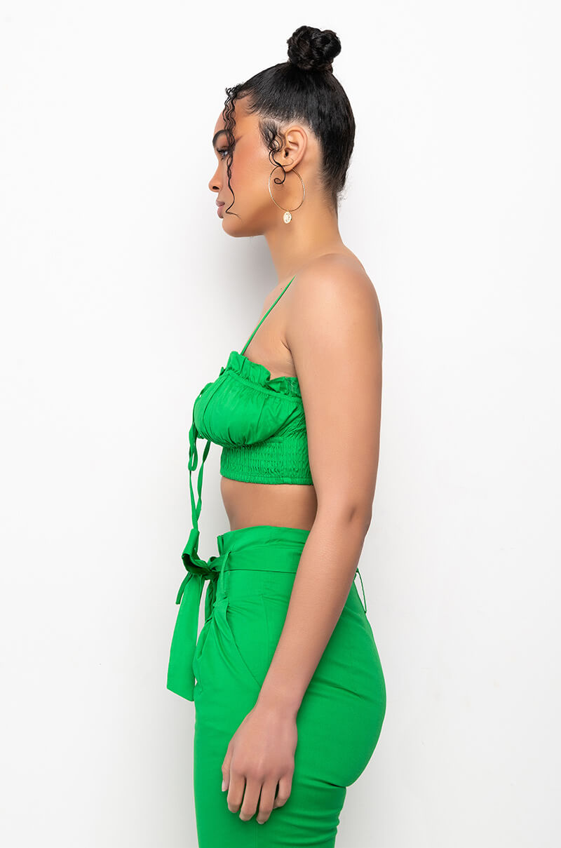 BE SOMEBODY SMOCKED CROP TANK