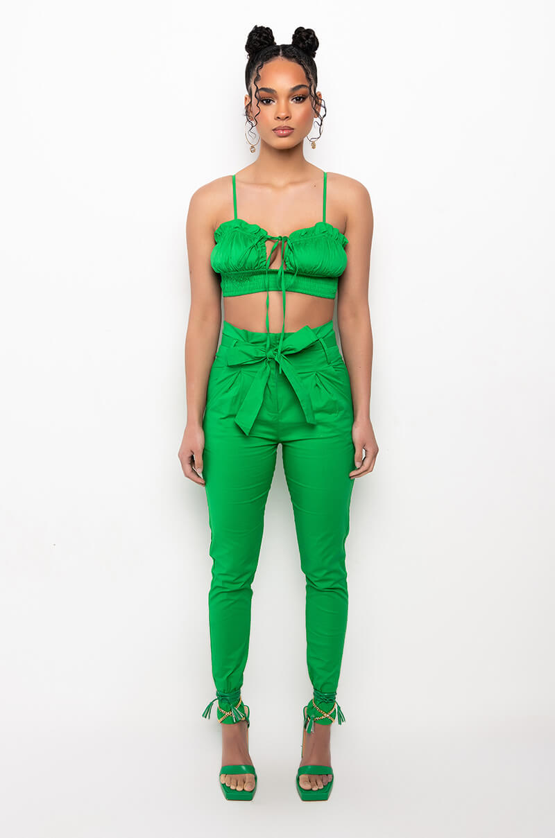 BE SOMEBODY SMOCKED CROP TANK