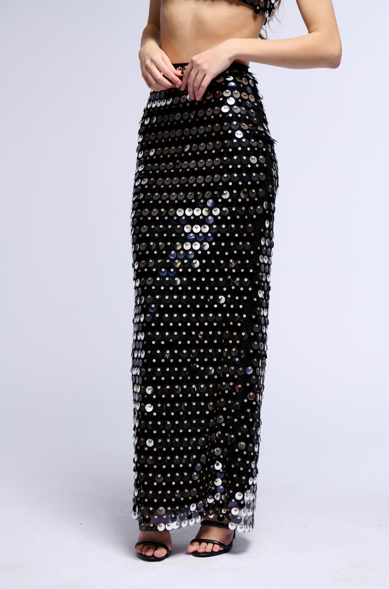 BEACH WAVES SEQUIN EMBELLISHED MAXI SKIRT
