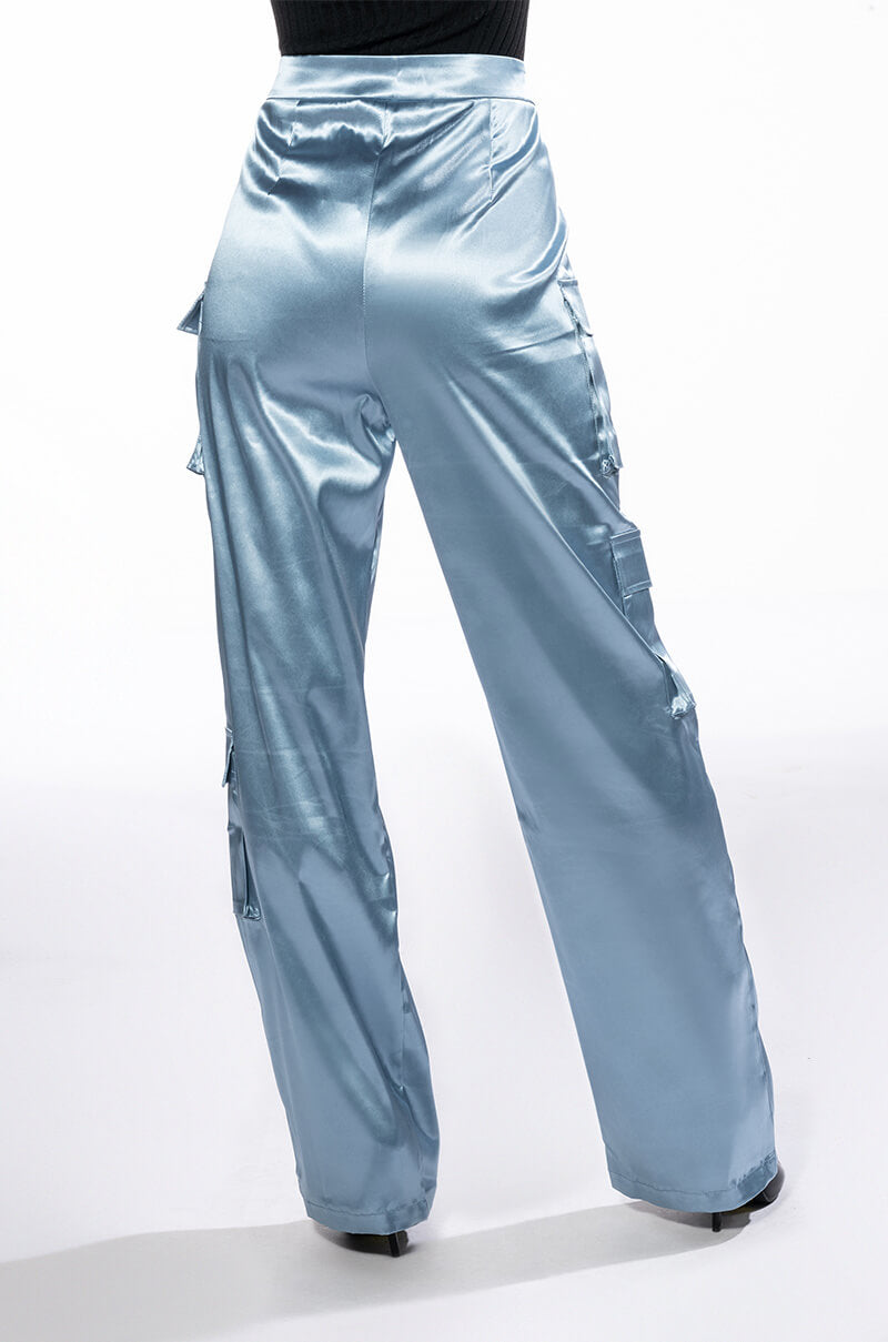 BEAUTY RAINS SATIN CARGO PANTS