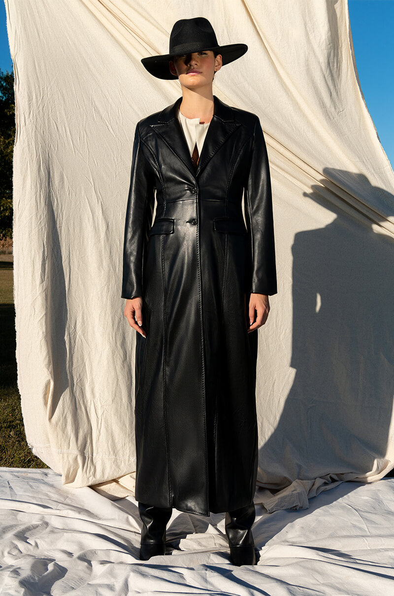 KIM LONG PU TRENCH WITH CHEETAH LINING