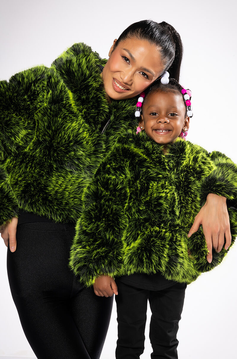 BIANCHI THREE-DEE FAUX FUR CROP JACKET