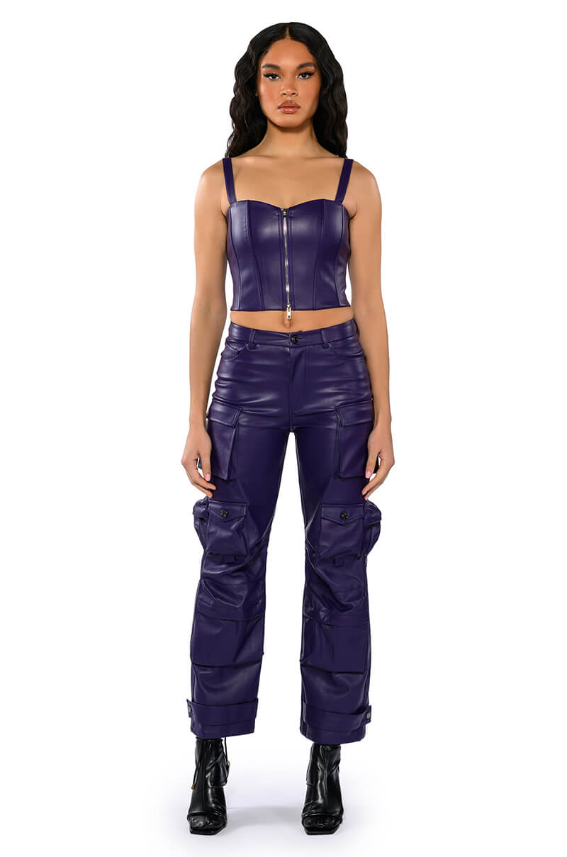 BONNE SOIREE CARGO FAUX LEATHER PANTS
