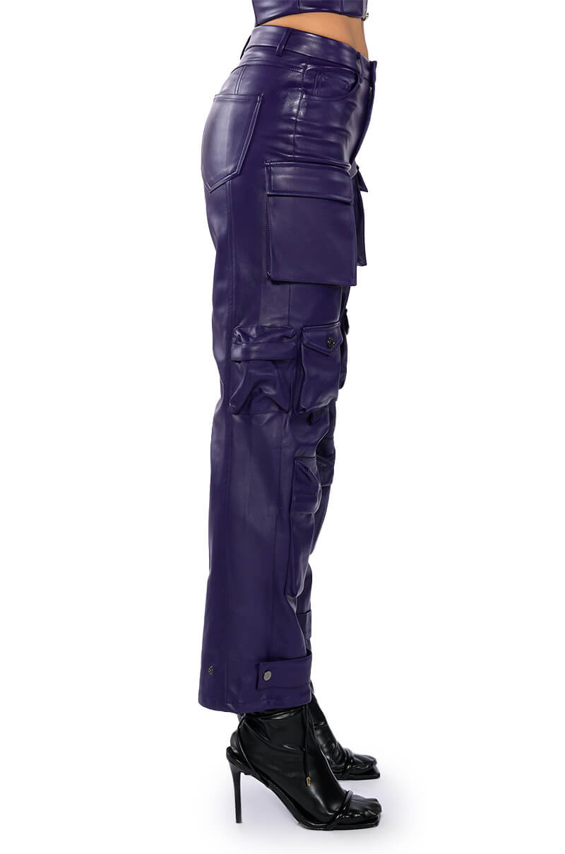 BONNE SOIREE CARGO FAUX LEATHER PANTS