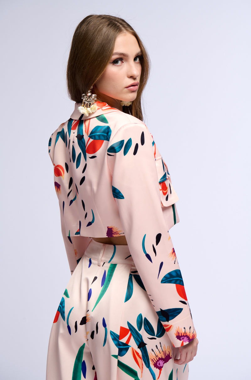 CANDY RAIN SATIN CROP UTILITY BLAZER