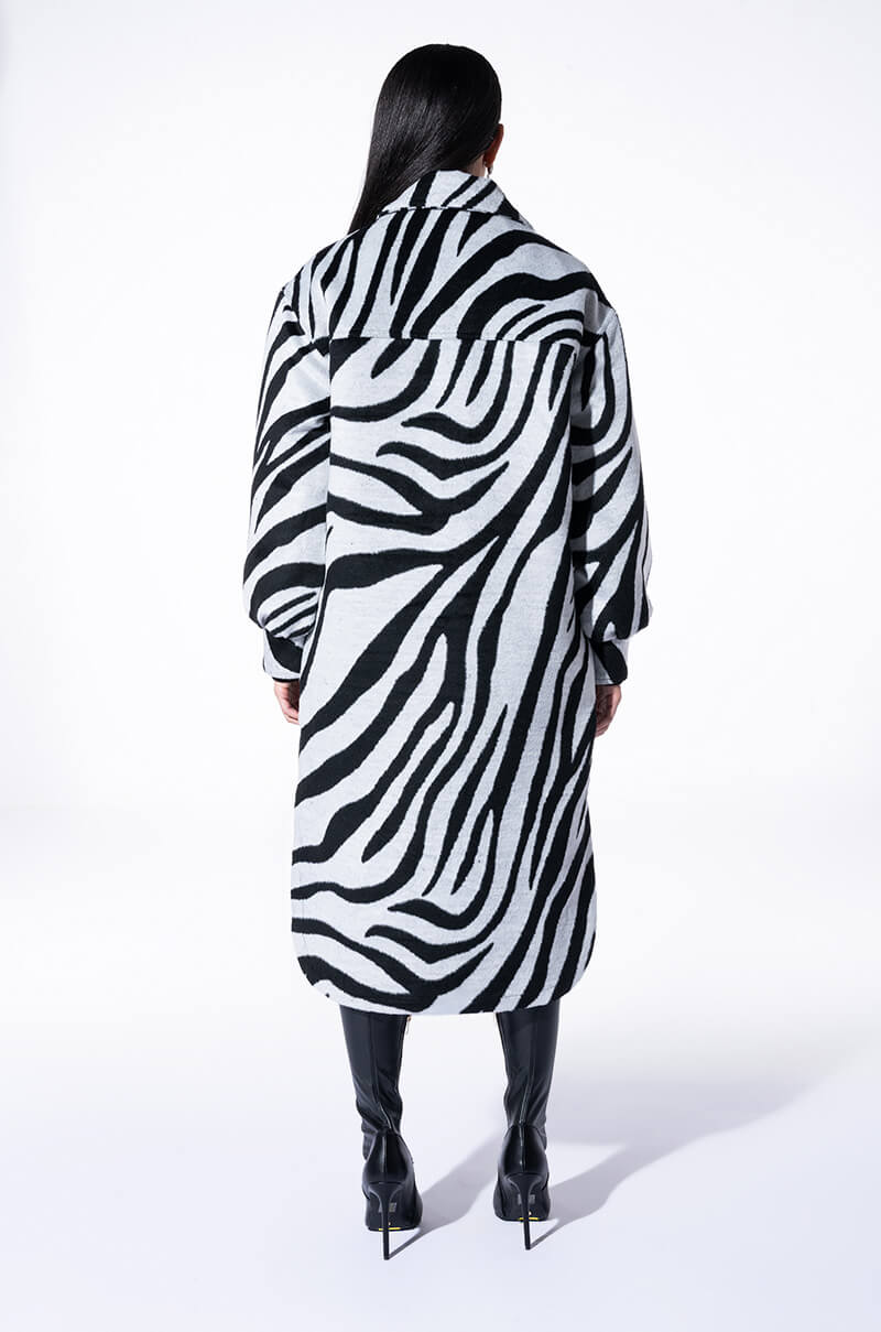 ZEBRA WOOL LIKE TRENCH SHACKET