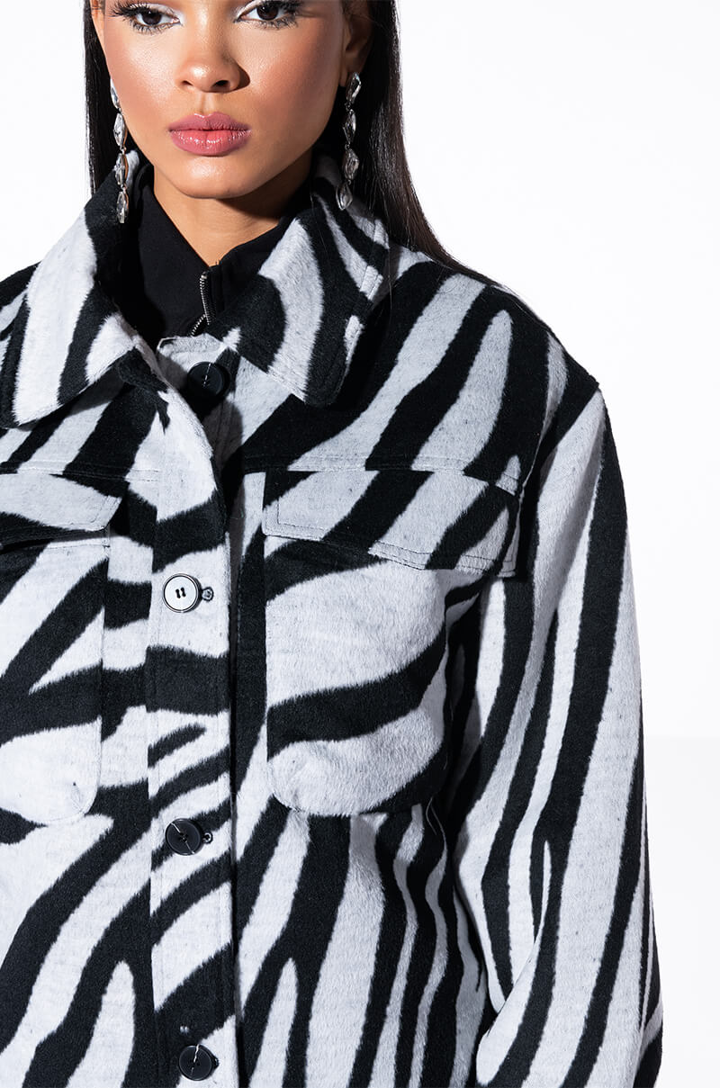 ZEBRA WOOL LIKE TRENCH SHACKET