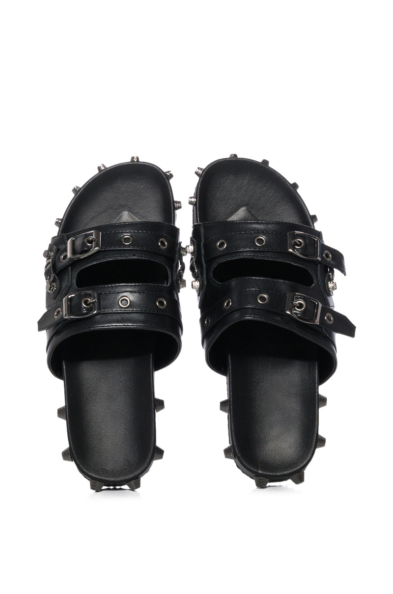 COMBOO EMBELLISHED FLAT SANDAL BLACK