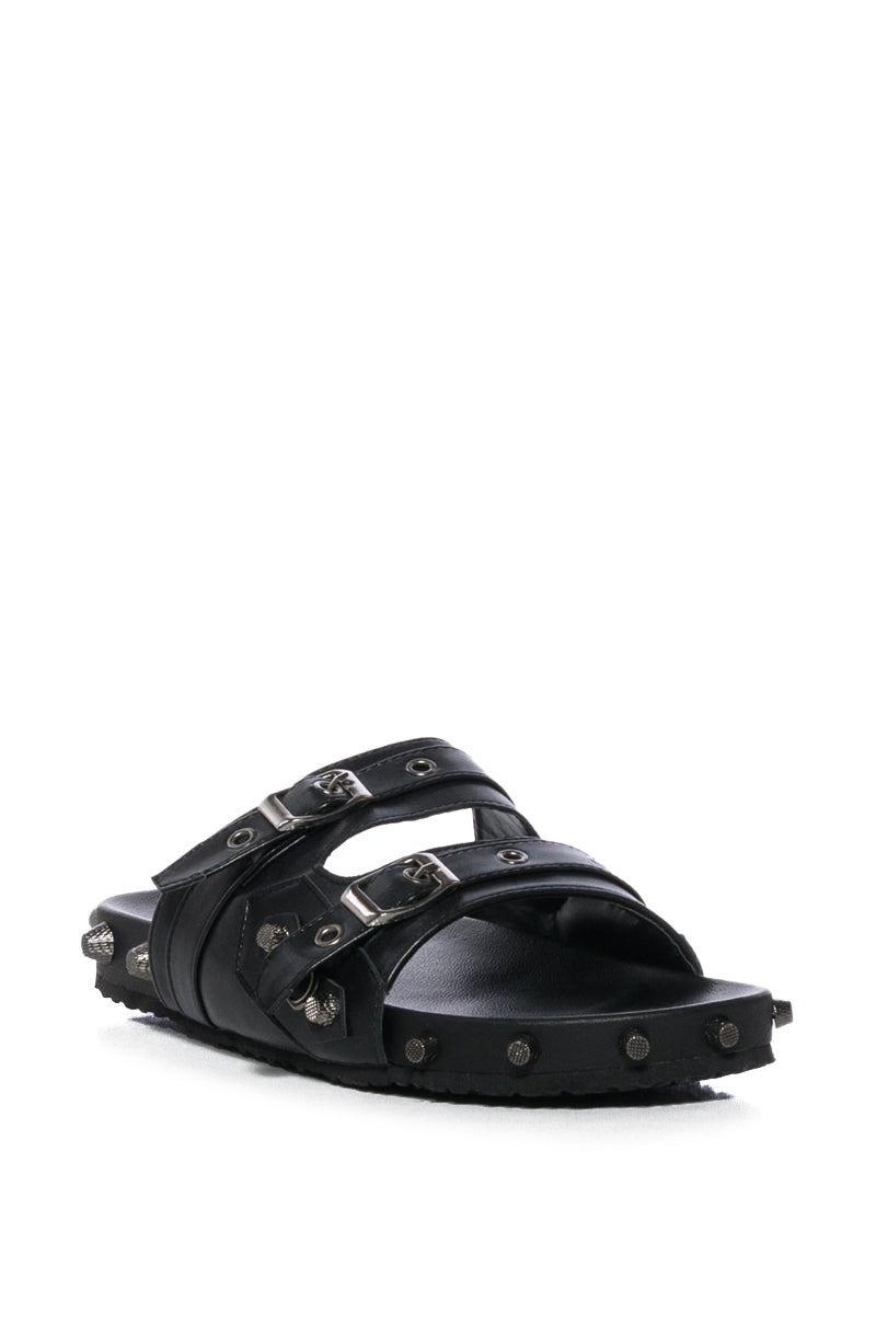 COMBOO EMBELLISHED FLAT SANDAL BLACK