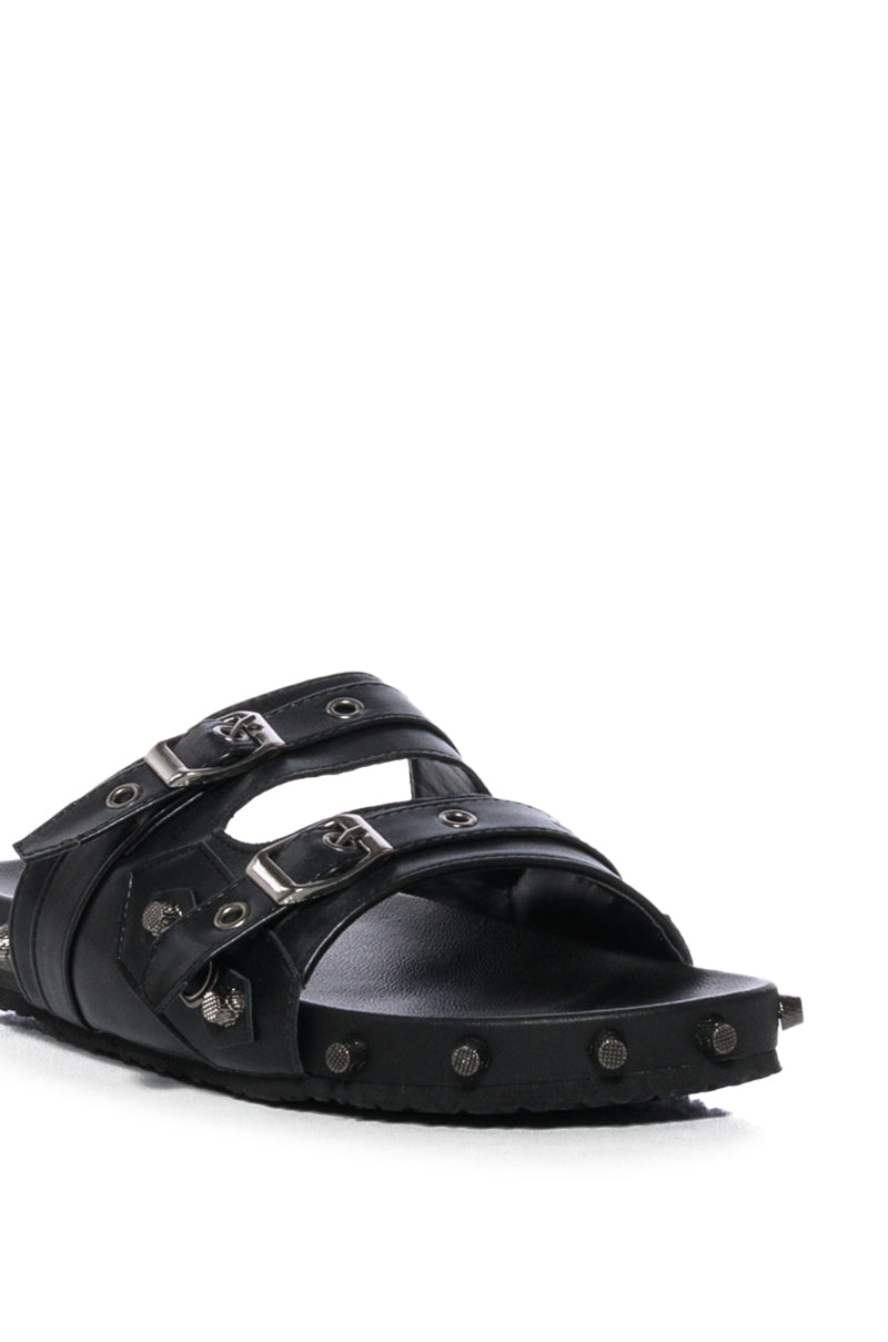 COMBOO EMBELLISHED FLAT SANDAL BLACK