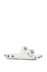 COMBOO EMBELLISHED FLAT SANDAL WHITE