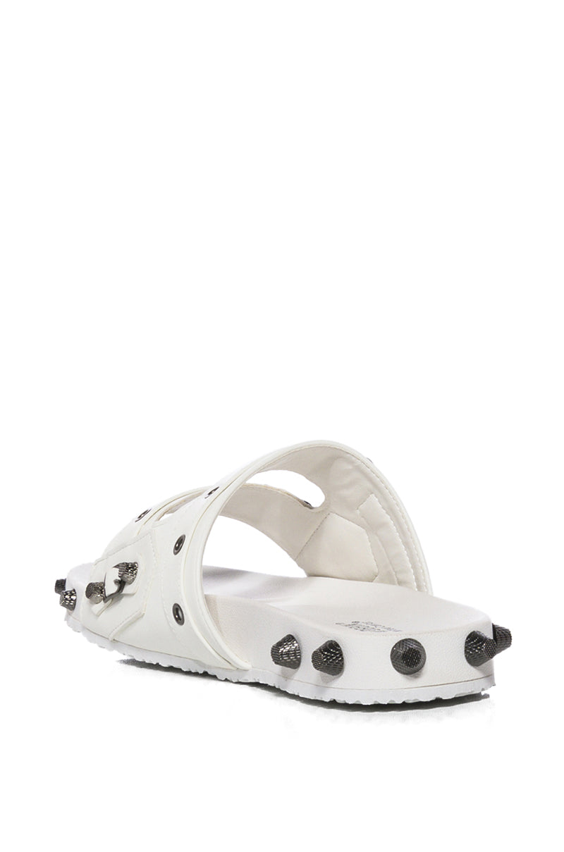 COMBOO EMBELLISHED FLAT SANDAL WHITE
