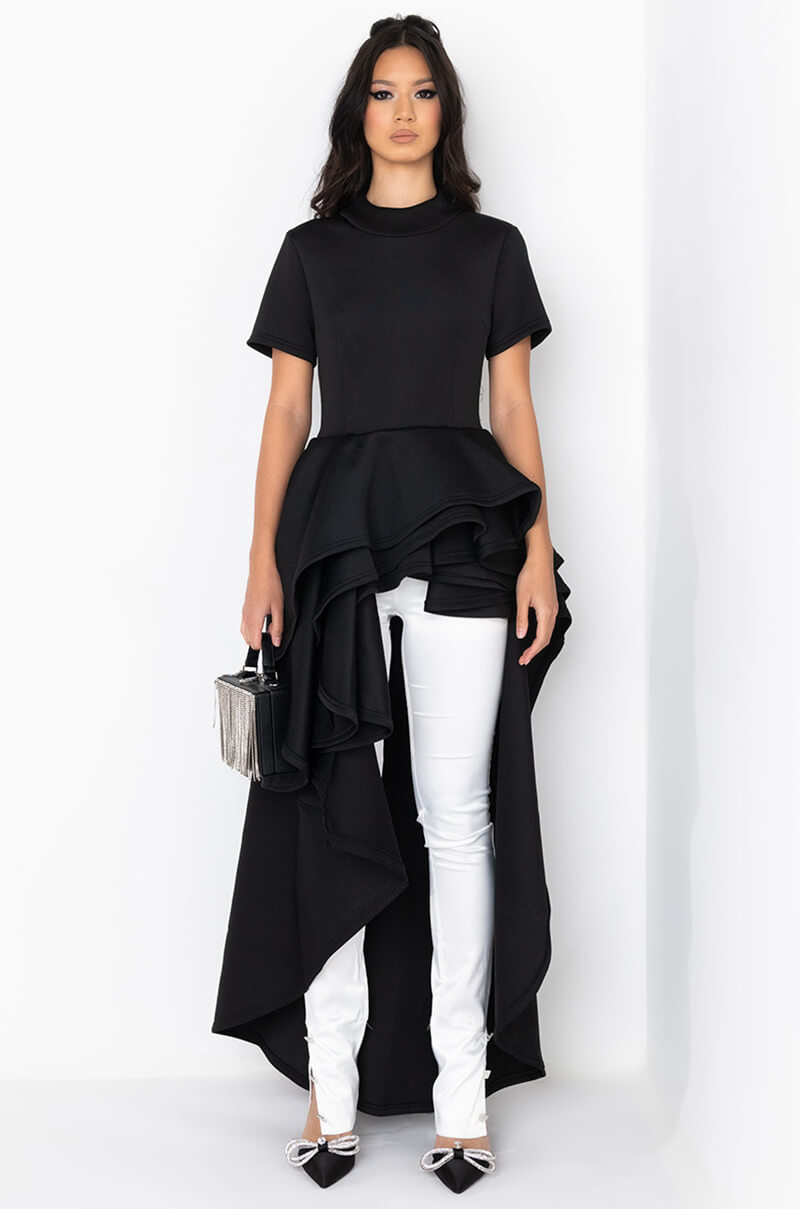 COME AGAIN HIGH LOW MAXI DRESS BLACK