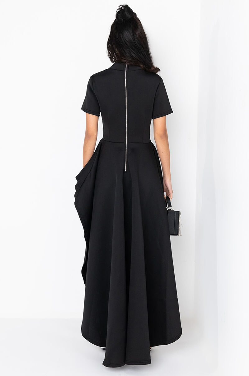 COME AGAIN HIGH LOW MAXI DRESS BLACK