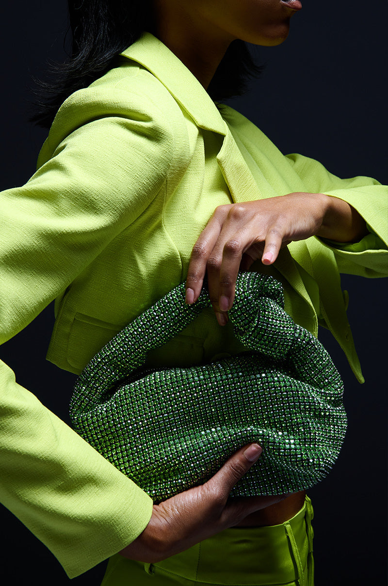 COME CLOSER RHINESTONE PURSE IN BLACK