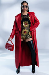 COME ON MR DJ PLEATHER TRENCH DRESS