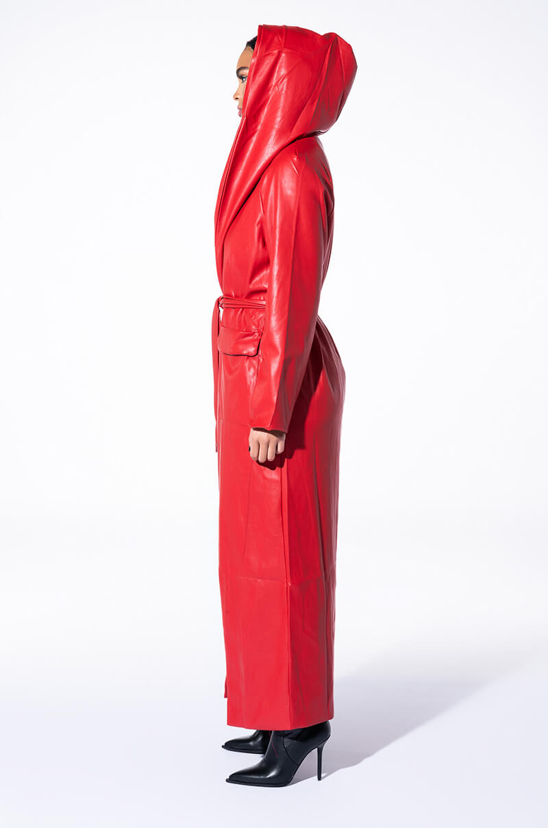 COME ON MR DJ PLEATHER TRENCH DRESS