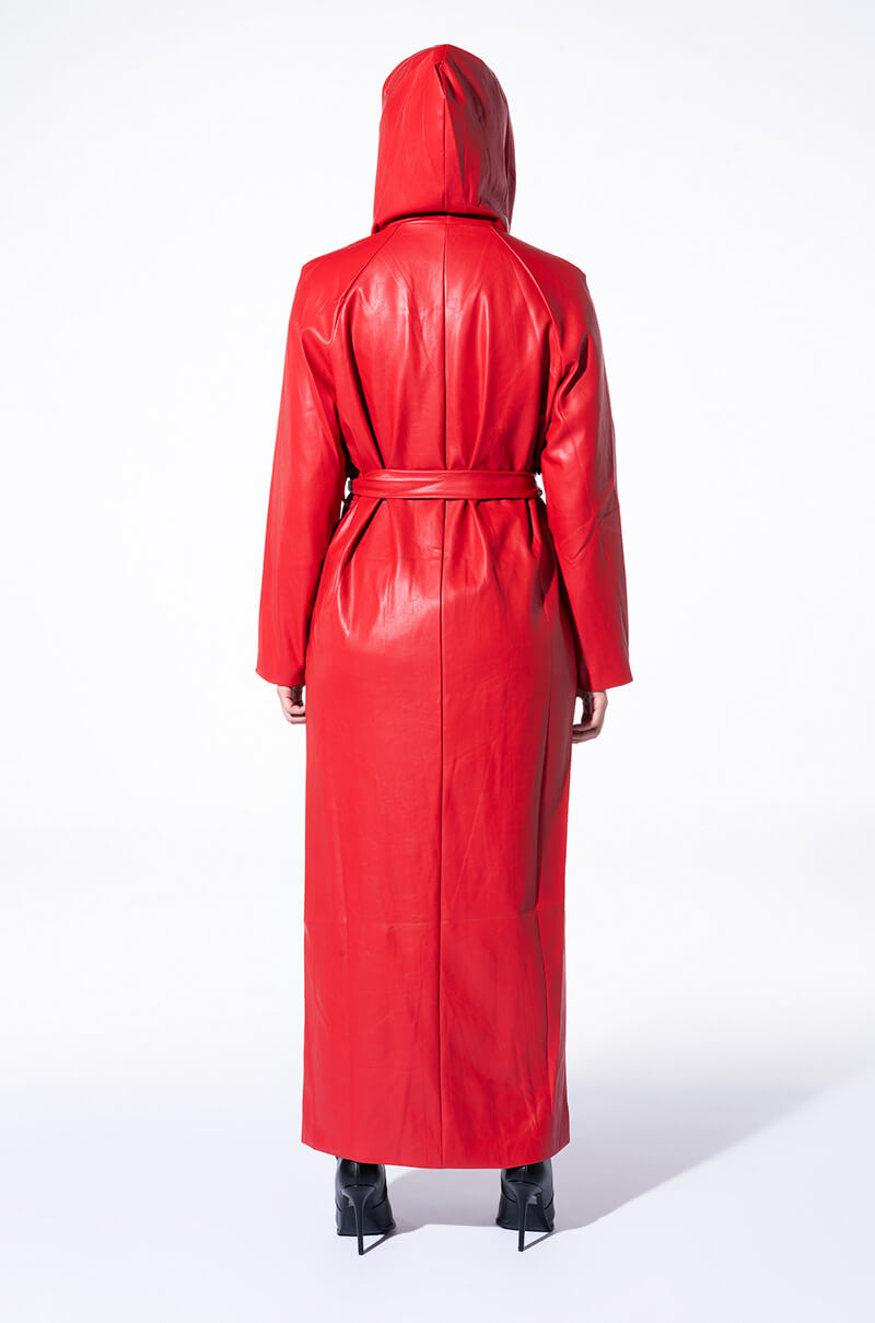 COME ON MR DJ PLEATHER TRENCH DRESS