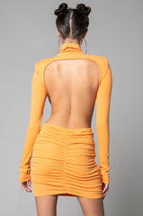 COME TO LIFE LONGSLEEVE TURTLENECK MINI DRESS ORANGE