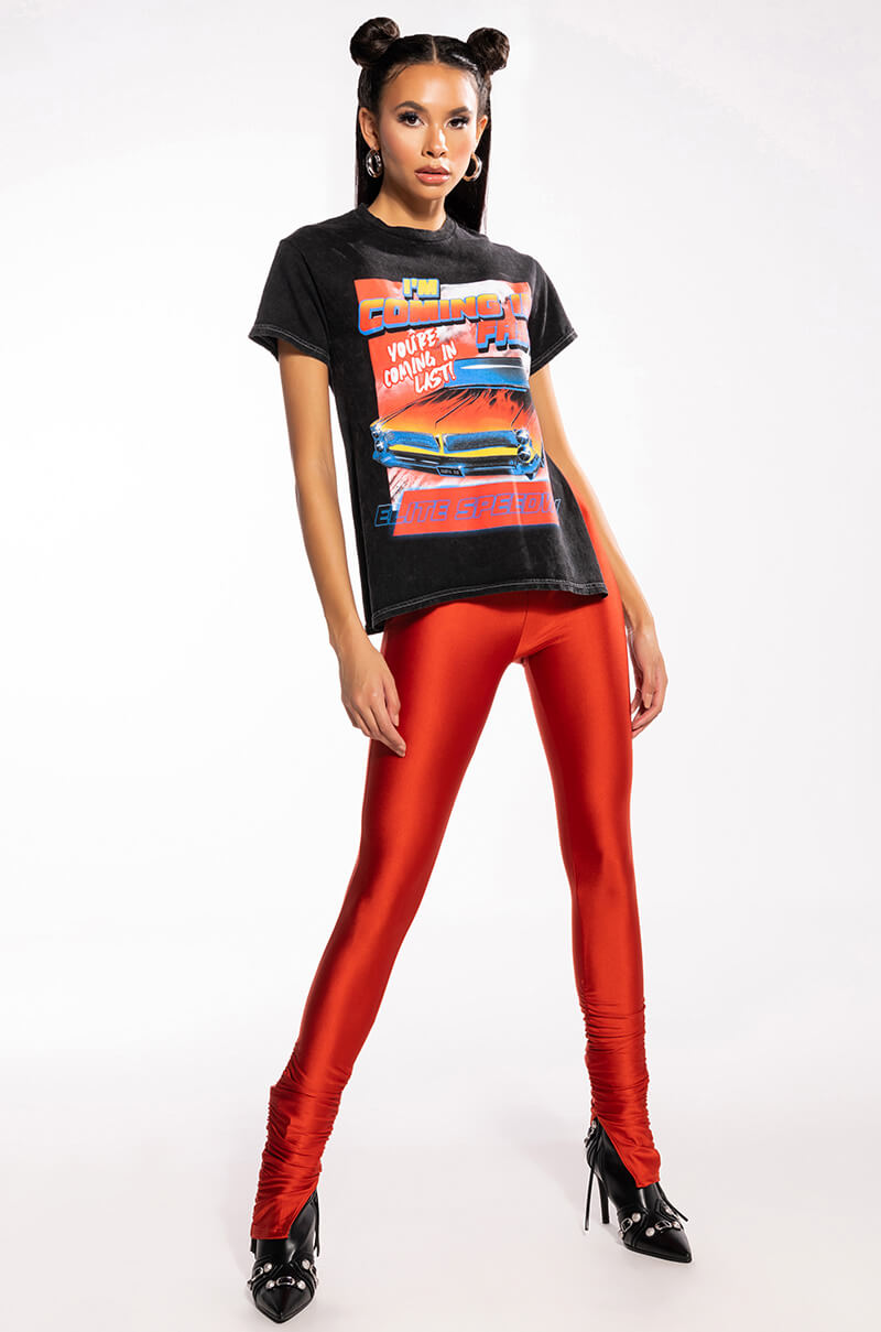 COMING IN FIRST CREW NECK GRAPHIC TSHIRT