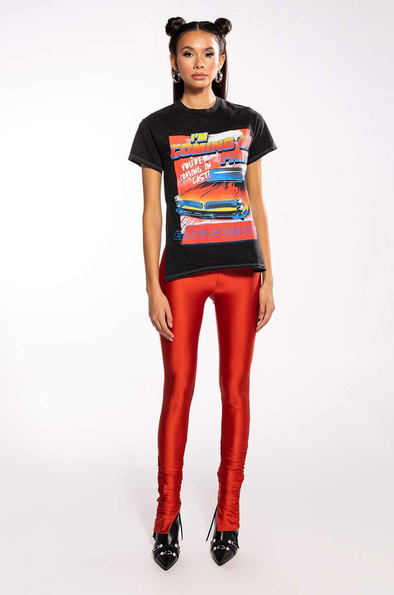 COMING IN FIRST CREW NECK GRAPHIC TSHIRT