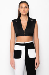 COMMANDER CROPPED SLEEVELESS SCUBA BLOUSE