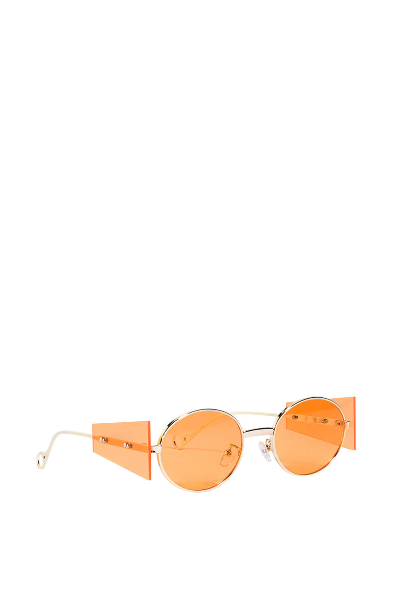 CONTEMPORARY ART RIMLESS SUNNIES IN ORANGE