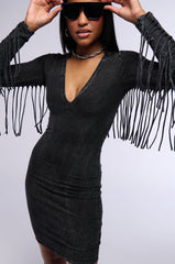 COOL IT COWBOY FRINGE MINI DRESS