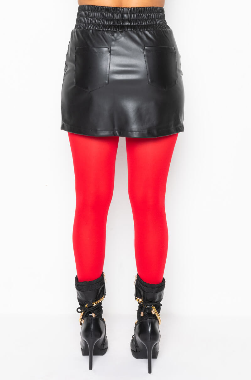 COSMO PLEATHER MINI SKIRT BLACK