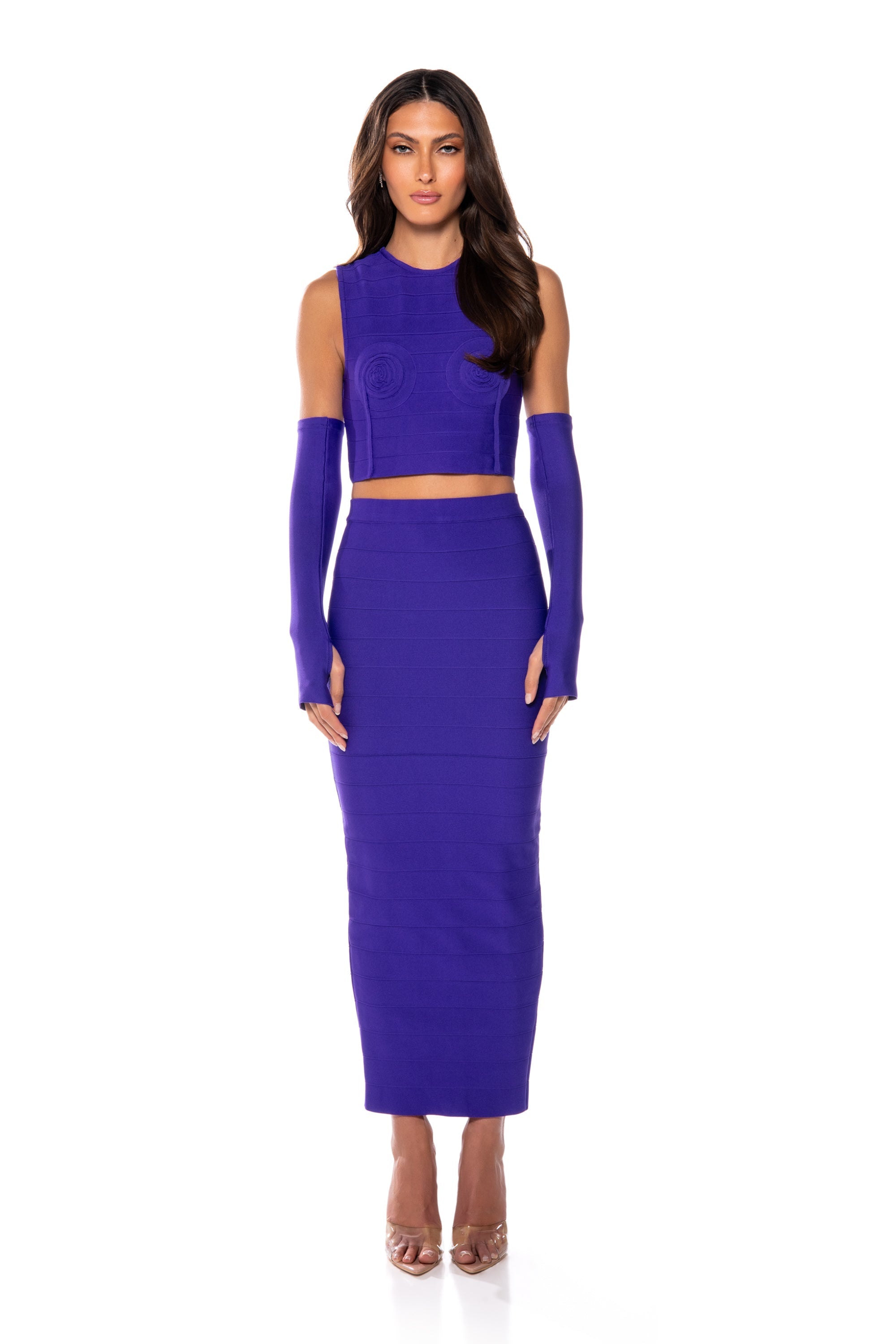 COULD ONLY DREAM STRUCTURED TANK AND MIDI SKIRT SET