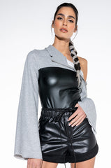 COURTSIDE FAUX LEATHER DRAWSTRING SHORT