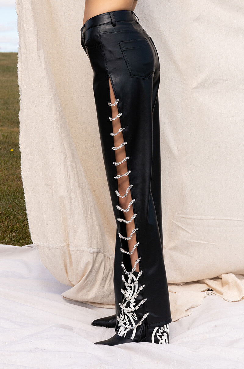 COVERED IN ICE FAUX LEATHER PANT